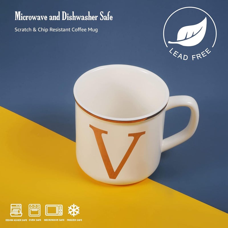 Miicol Ceramic Coffee Mug 16 oz, Monogram Coffee Cup, Golden Initial Tea Mug, Personalized Tea Cup, Unique Gift, Large Mug for Home, Office, Letter V - Image 5